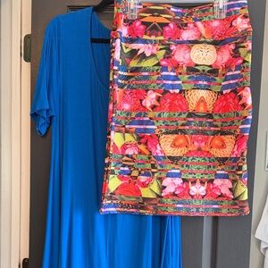 LuLaRoe Colorful Floral Pencil Cassie and Perfect T